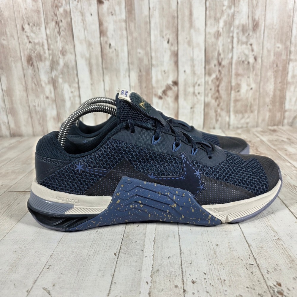 Nike React Metcon Turbo Navy Blue Gold Star Training Shoes DM9212-400 Womens 9.5
